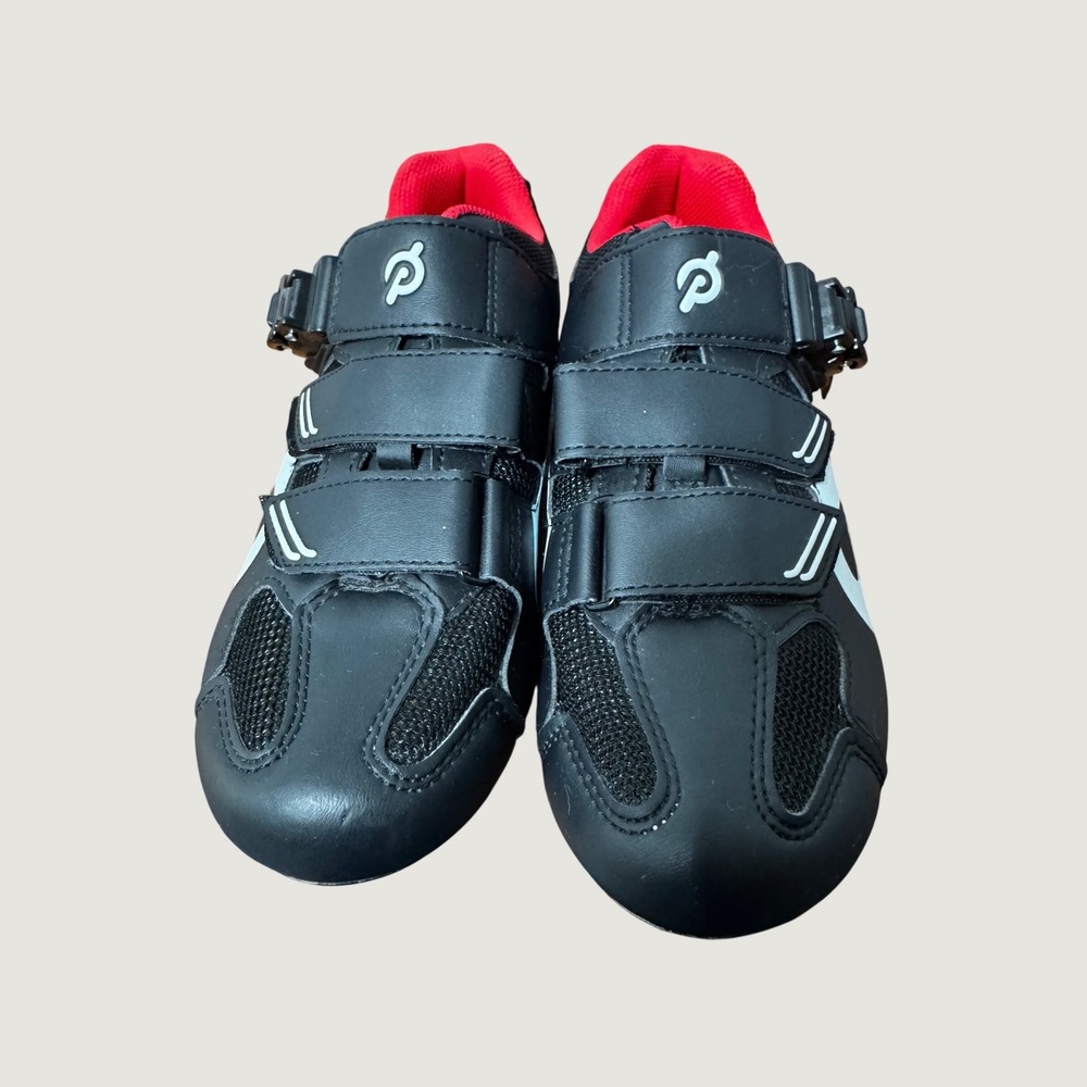 Peloton Cycling Shoes Black Red White Indoor Spin Shoes with Cleats Size 39